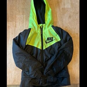 NIKE Boys Hooded Coat Black and Green 4T